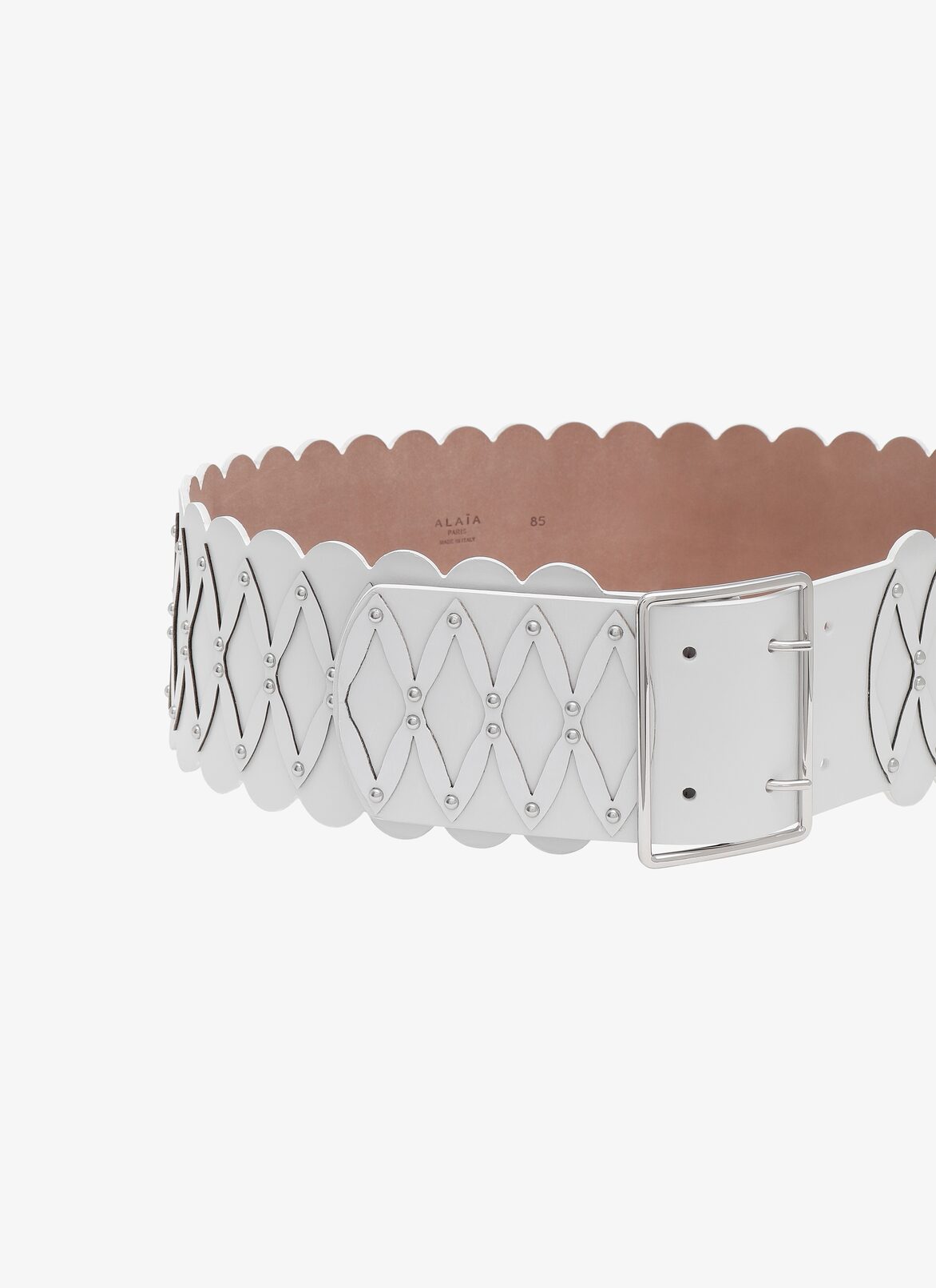 BELT C.LUX PETALE CUIR+RIVET OPTICAL WHITE ALAÏA WHITE  BELT C.LUX PETALE CUIR+RIVET OPTICAL WHITE
